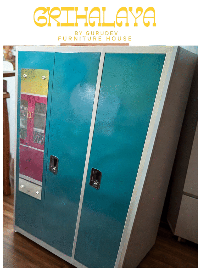 Heavy-Duty Tin Steel Almirah 6.5 Ft Height × 4 Ft Width with Maruti Lock | Secure Storage Cabinet