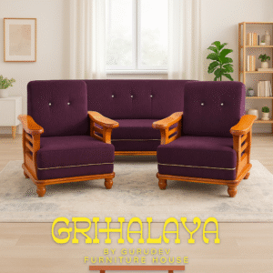 Grihalaya Premium Sagwan (Teakwood) 5-Seater Wooden Sofa Set | 3+1+1 | By Gurudev Furniture House
