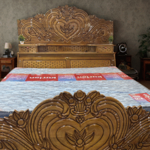 Grihalaya Ultra-Premium King Size Titachapa Wood Bed | PU Coated Finish